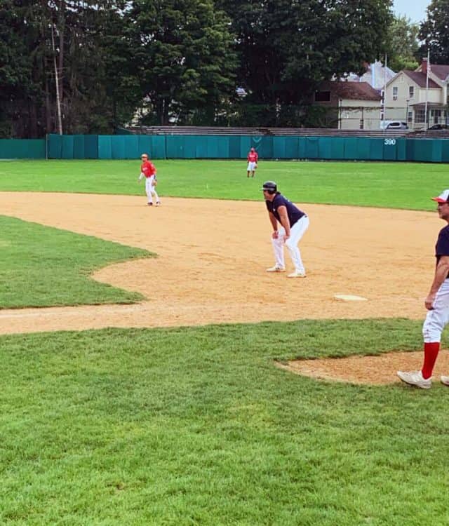 baseball players on the diamond